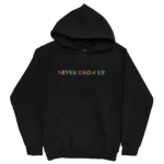 Never Grow Up Embroidered Black Hoodie