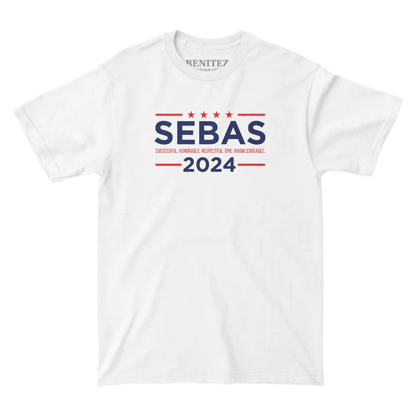 Sebas for President 2024 White Tee