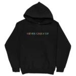 Never Grow Up Embroidered Black Hoodie