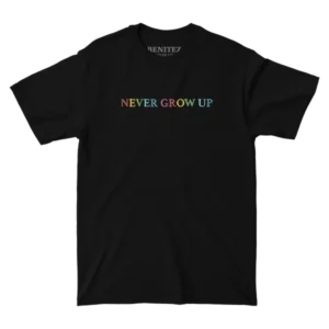 Never Grow Up Embroidered Black Tee